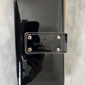 NWT Kate Spade Pasadena Black Patent Stacy Envelope Wallet